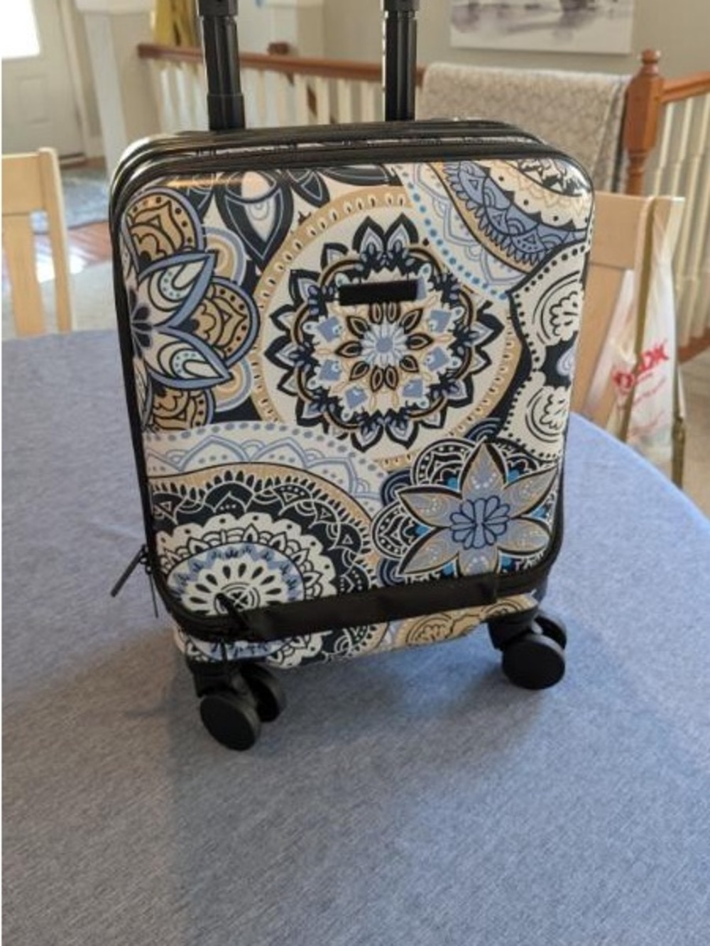 Vera Bradley Blue and Beige Rolling Carry-On Suitcase perfect fit Under Seat